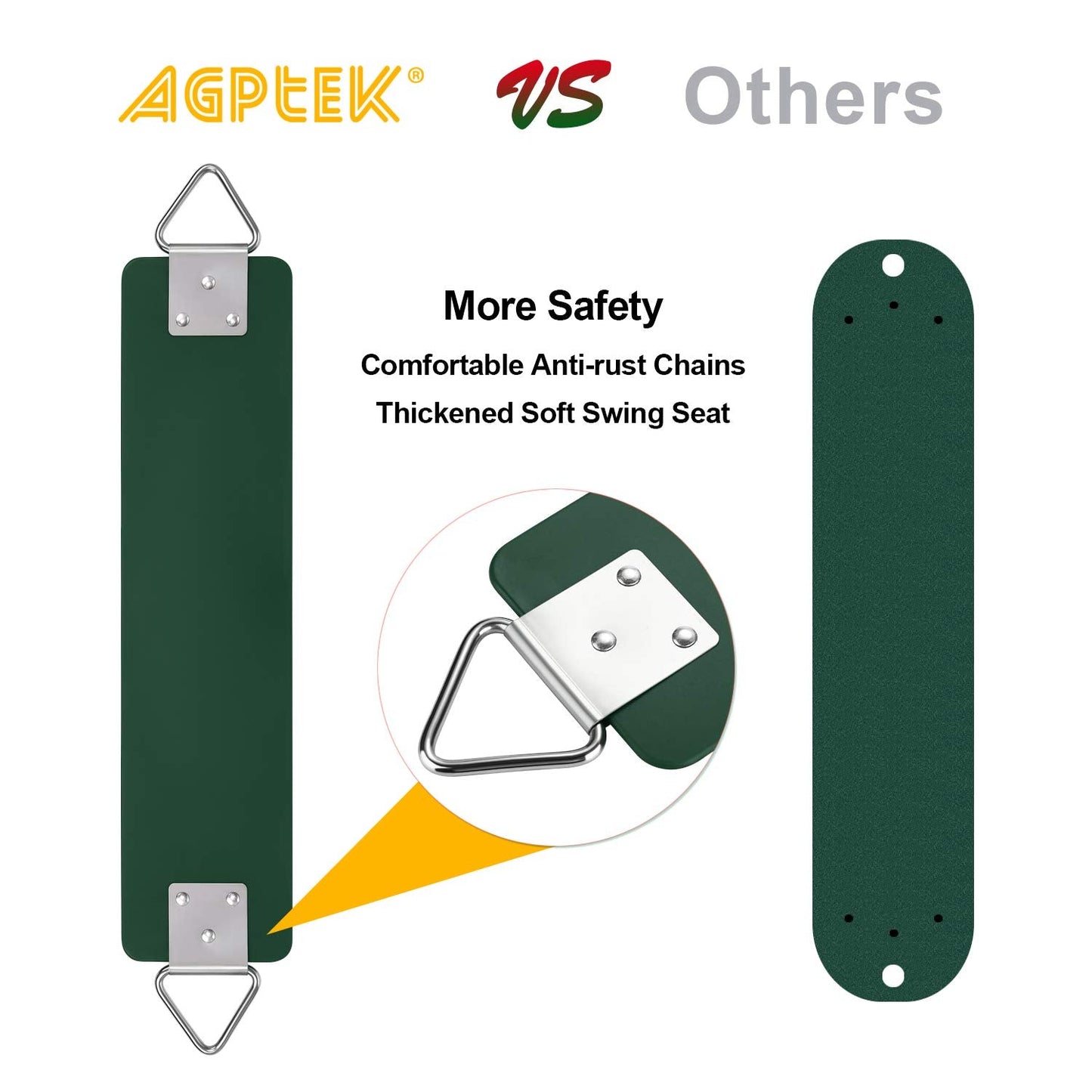 AGPTEK Swing Sets – 66-Inch Anti-Rust Chains, 250 lb Capacity, 2-Pack