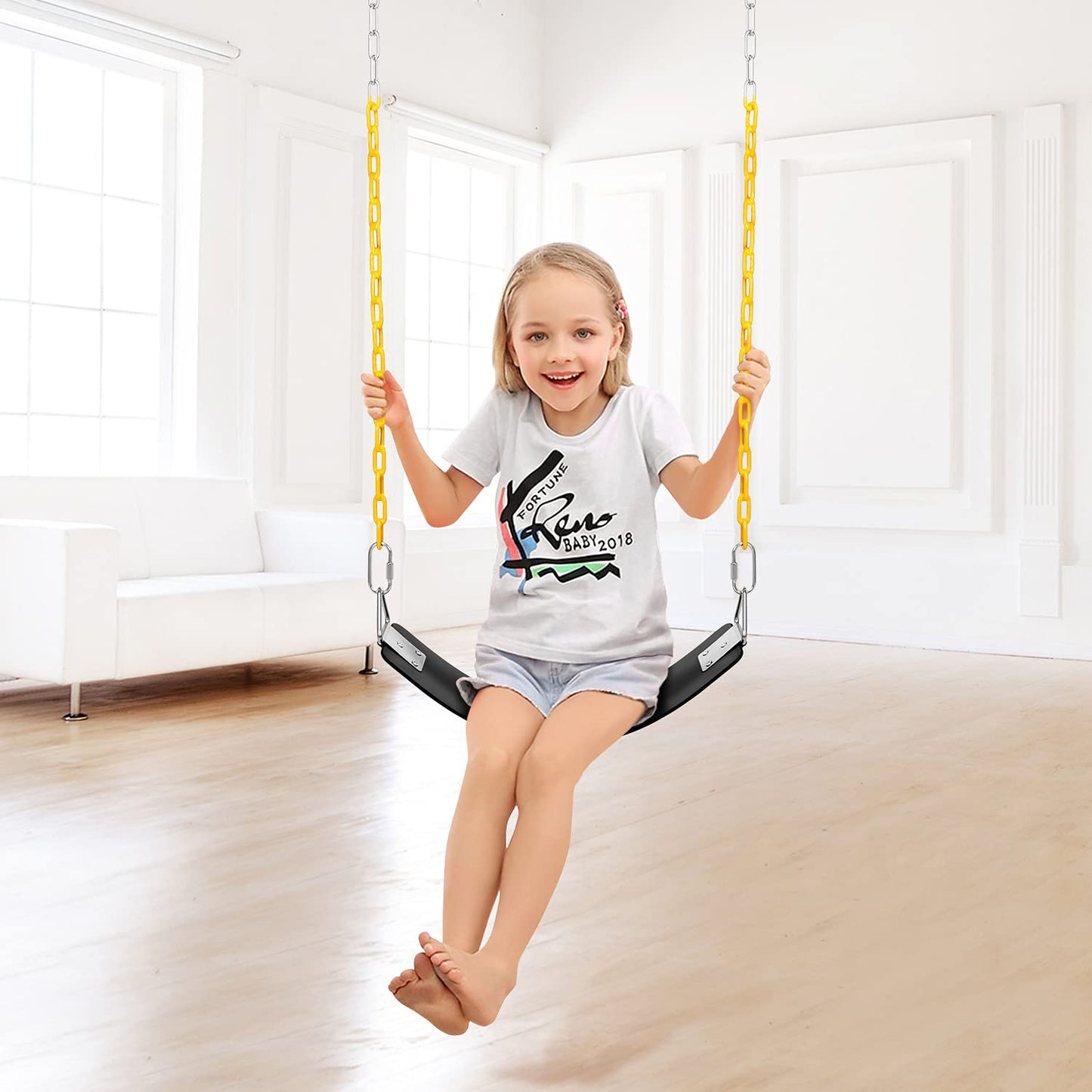 AGPTEK Swing Set Seat with 66-Inch Anti-Rust Chains – 250 lb Capacity, Thermoplastic Coated, Outdoor Playground