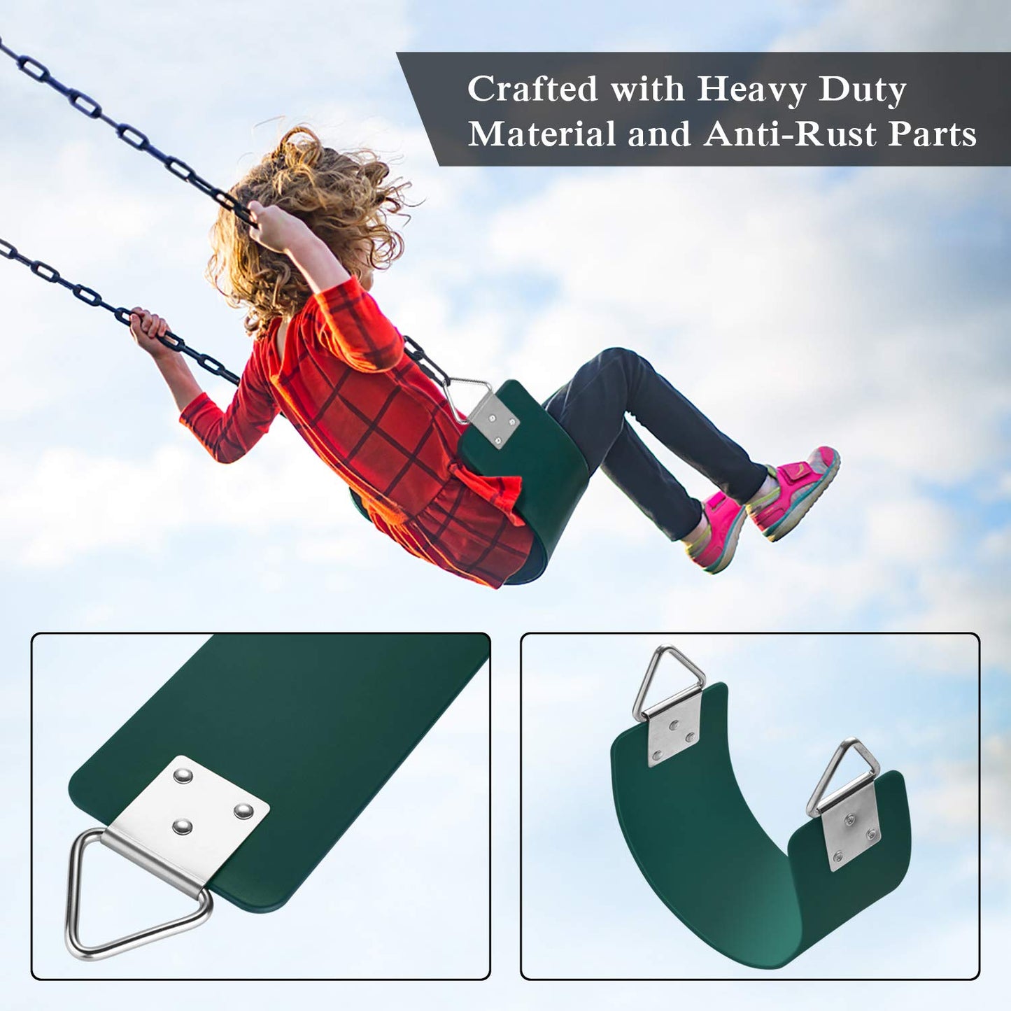 AGPTEK Swing Seat – Heavy-Duty Green Outdoor Seat, 30.4 x 6 x 0.27 in, 250 lb Capacity