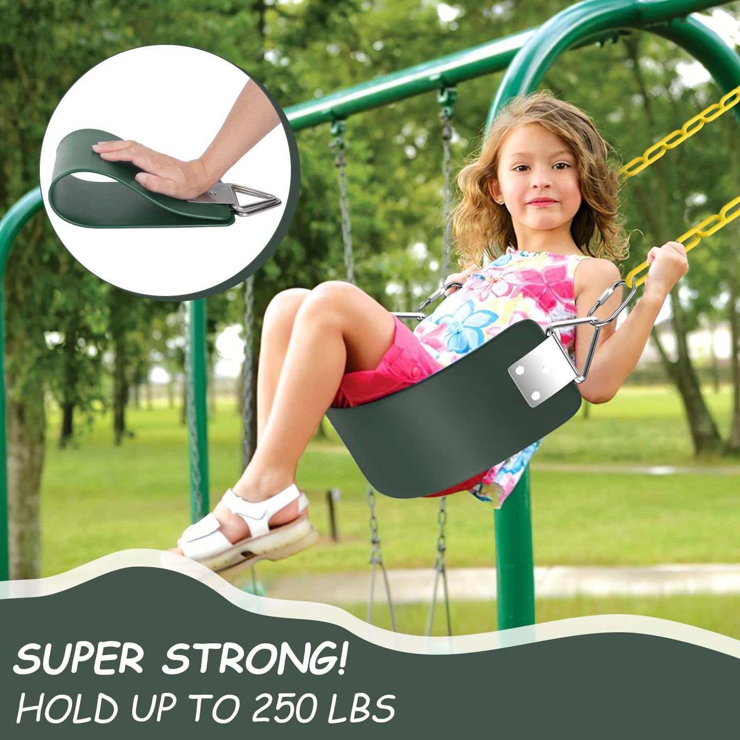AGPTEK Swing Seat – Heavy-Duty Green Outdoor Seat, 30.4 x 6 x 0.27 in, 250 lb Capacity