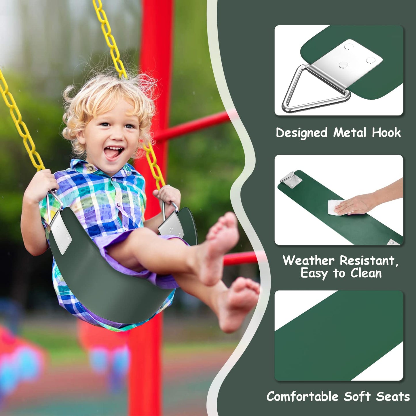 AGPTEK Swing Seat – Heavy-Duty Green Outdoor Seat, 30.4 x 6 x 0.27 in, 250 lb Capacity