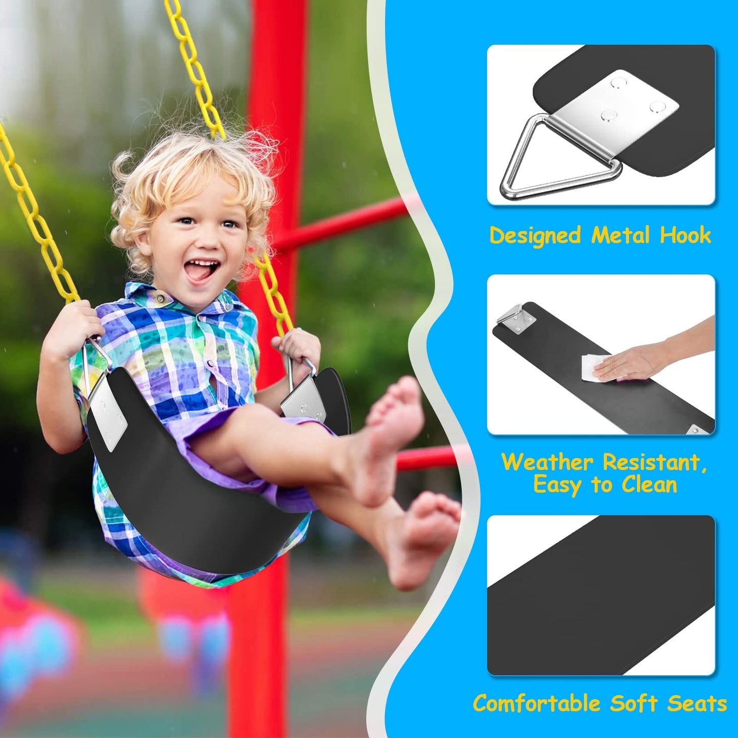 AGPTEK Swing Seat – 30.4 x 6 x 0.27 in, 113 kg (250 lb) Capacity, Black with Metal Ring