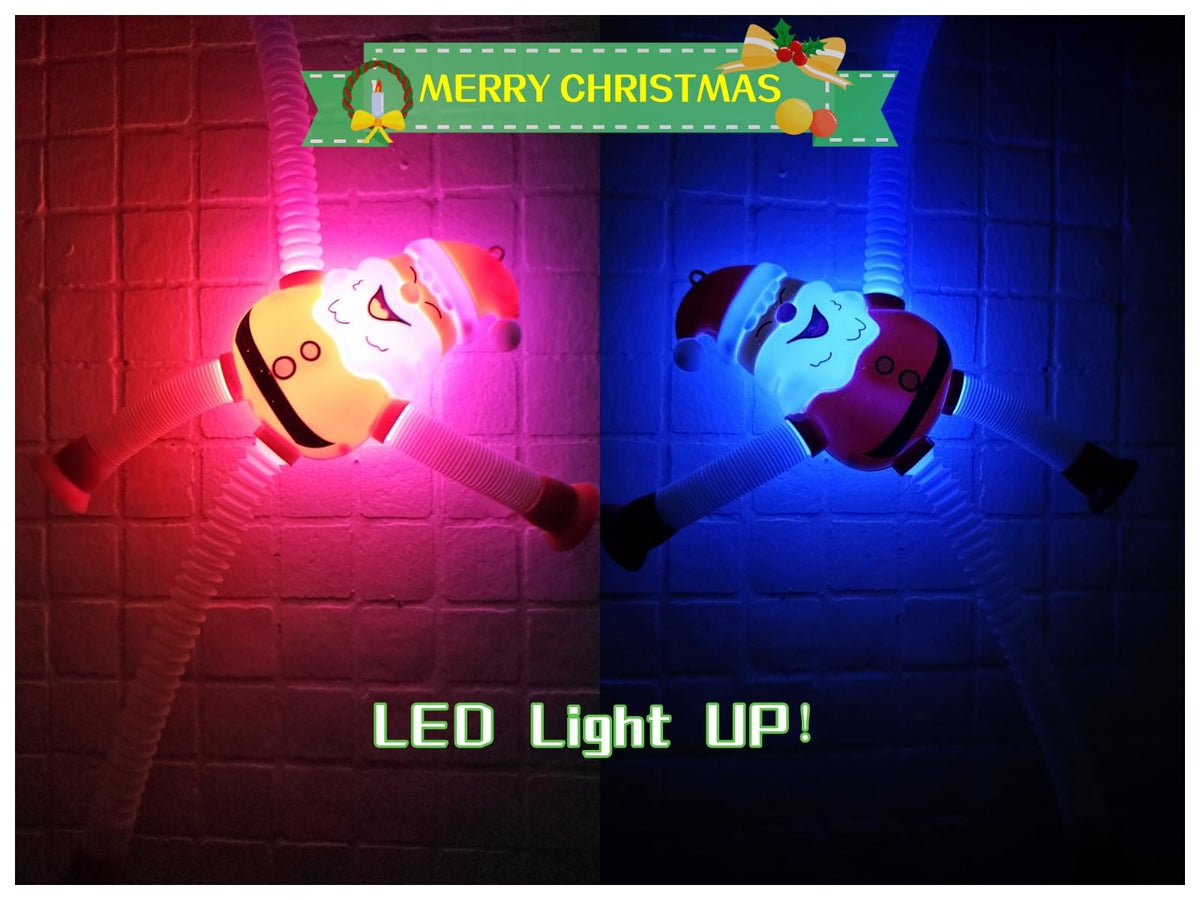 AGRASIV Christmas LED Pop Tubes – 4 Pcs Sensory Fidget Toys with Suction Cups | Party Favors & Stocking Stuffers