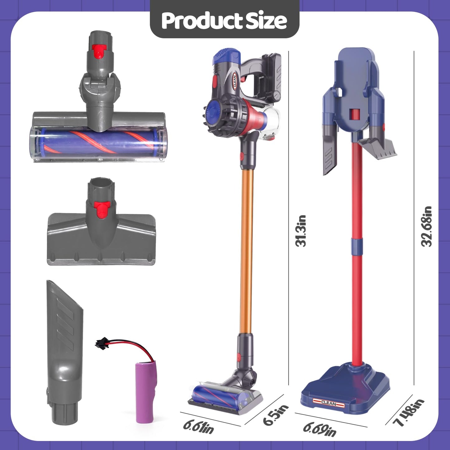 AGRASIV Kids Vacuum Toy Set – 3-in-1 Rechargeable, Realistic Pretend Play