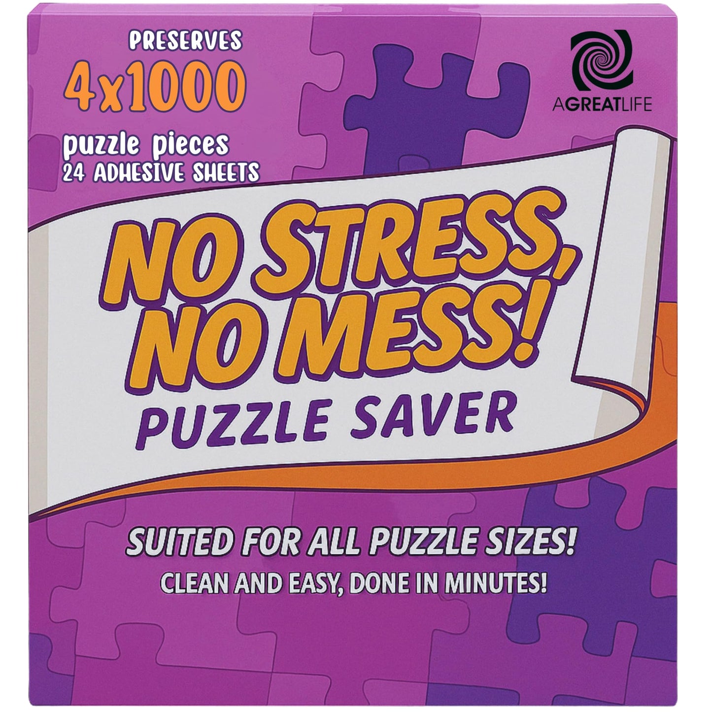 AGREATLIFE 24 Adhesive Puzzle Saver Sheets – Preserve 4x1000-Piece Puzzles