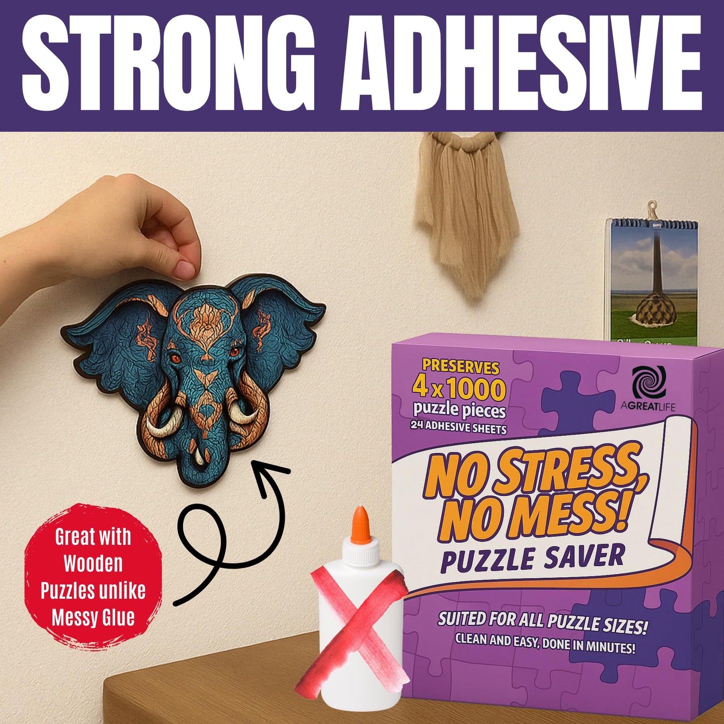 AGREATLIFE 24 Adhesive Puzzle Saver Sheets – Preserve 4x1000-Piece Puzzles