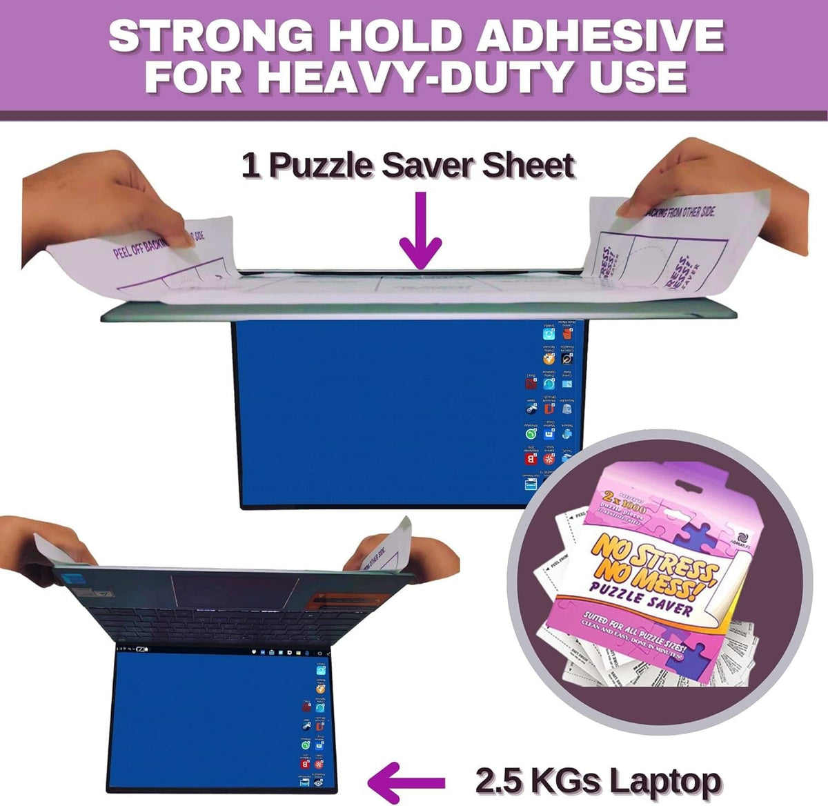AGREATLIFE Permanent Adhesive Puzzle Saver Sheets – Preserve 2,000-Piece Puzzles (12 Sheets + 4 Hangers)