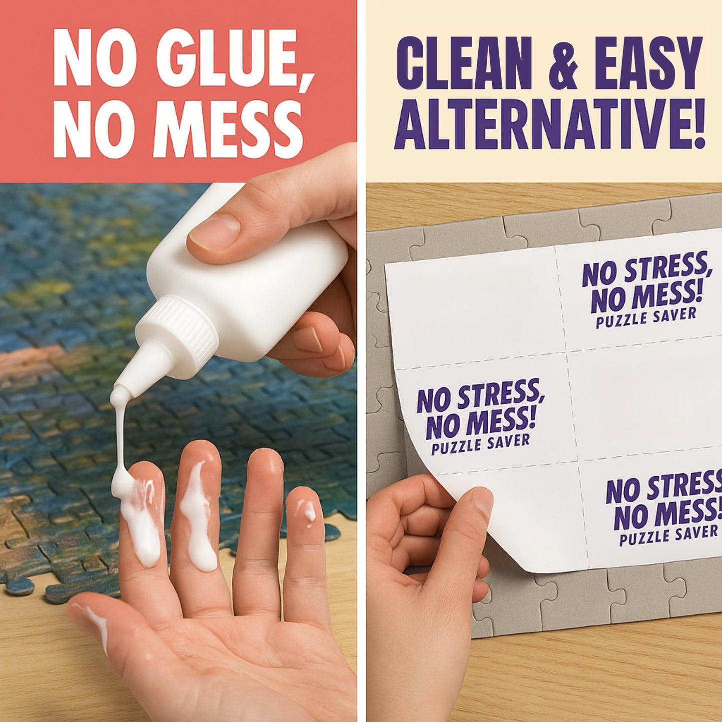 AGREATLIFE 24 Adhesive Puzzle Saver Sheets – Preserve 4x1000-Piece Puzzles