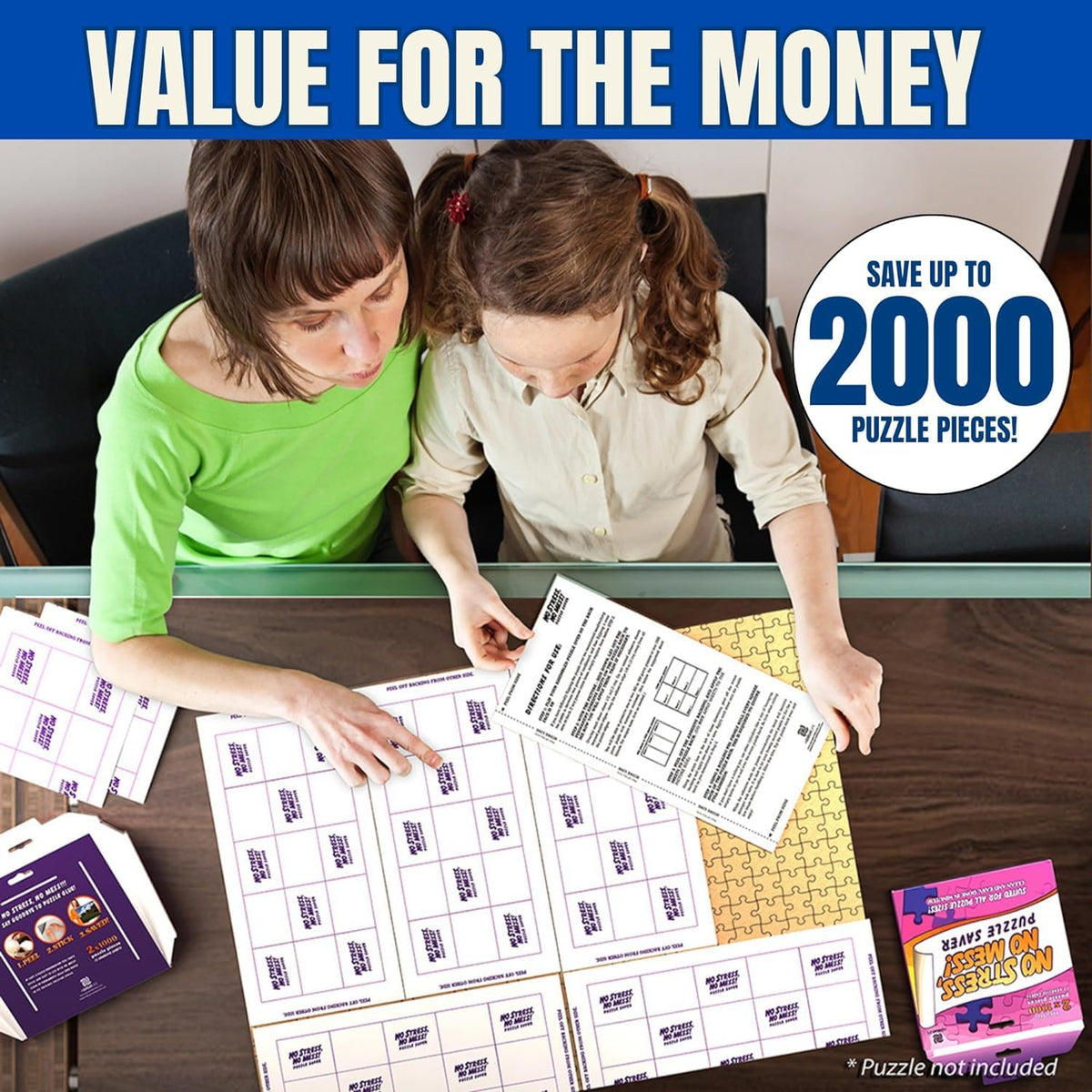 AGREATLIFE Permanent Adhesive Puzzle Saver Sheets – Preserve 2,000-Piece Puzzles (12 Sheets + 4 Hangers)