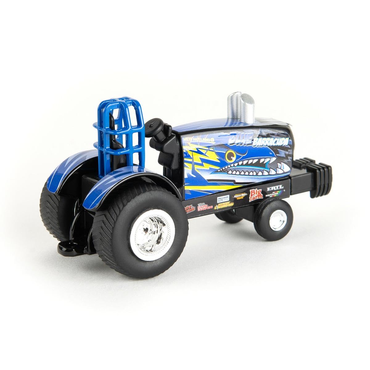 Agriculture 1/64 New Holland Blue Barracuda Pulling Tractor with Pickup Truck & Trailer – 47570