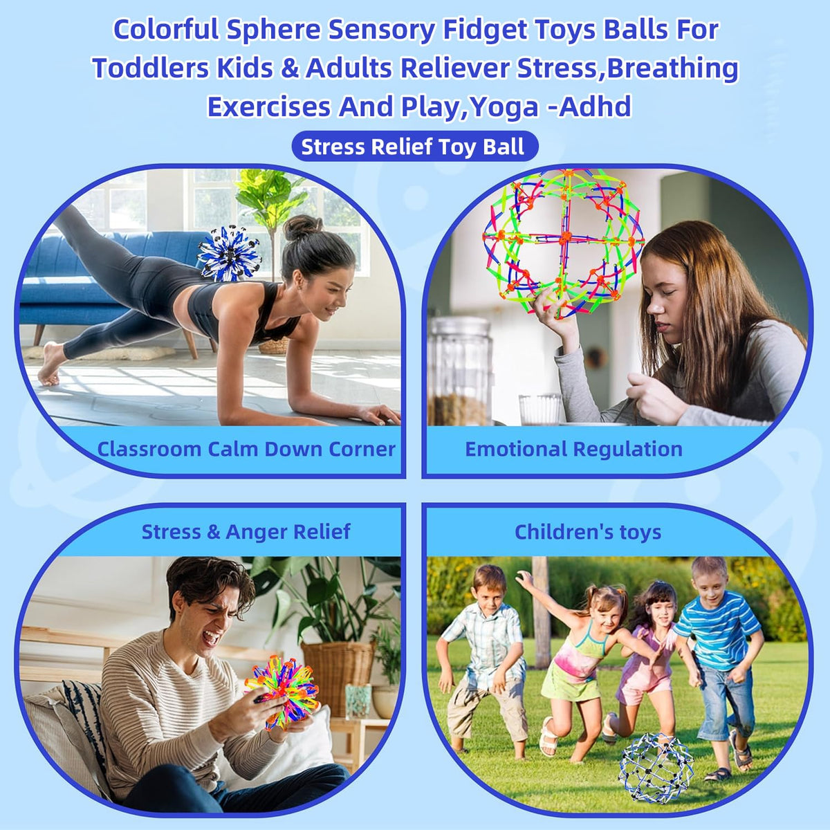 AGSIXZLAN 2-Pack Colorful Expandable Breathing Ball | Sensory Fidget Toy for All Ages