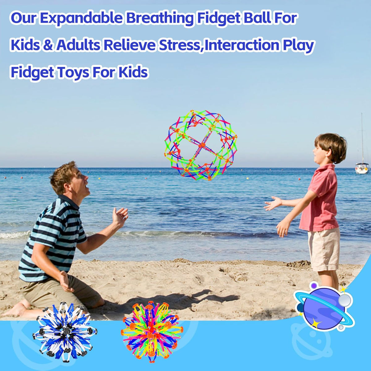 AGSIXZLAN 2-Pack Colorful Expandable Breathing Ball | Sensory Fidget Toy for All Ages