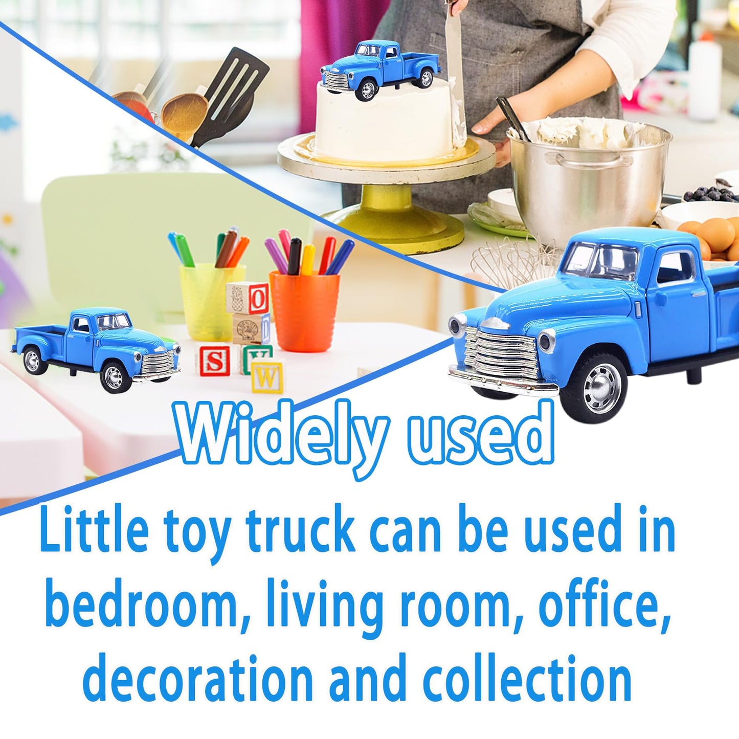 AGSIXZLAN Little Blue Truck Toy for Toddlers — 1:32 Scale Pull-Back Car with Openable Doors