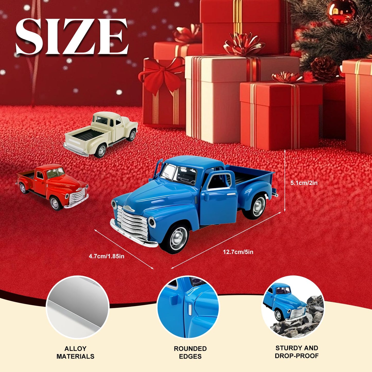 AGSIXZLAN Little Blue Truck Toy for Toddlers — 1:32 Scale Pull-Back Car with Openable Doors