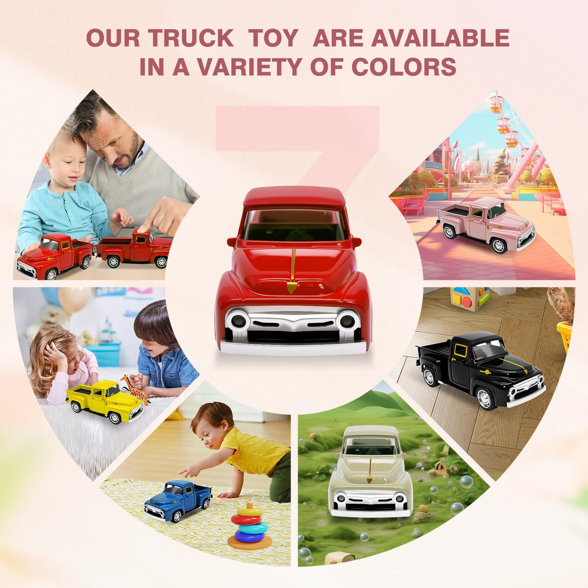 AGSIXZLAN Little Red Truck Toy for Toddlers 2-8 | Open Doors & Pull-Back Alloy Car 1:32