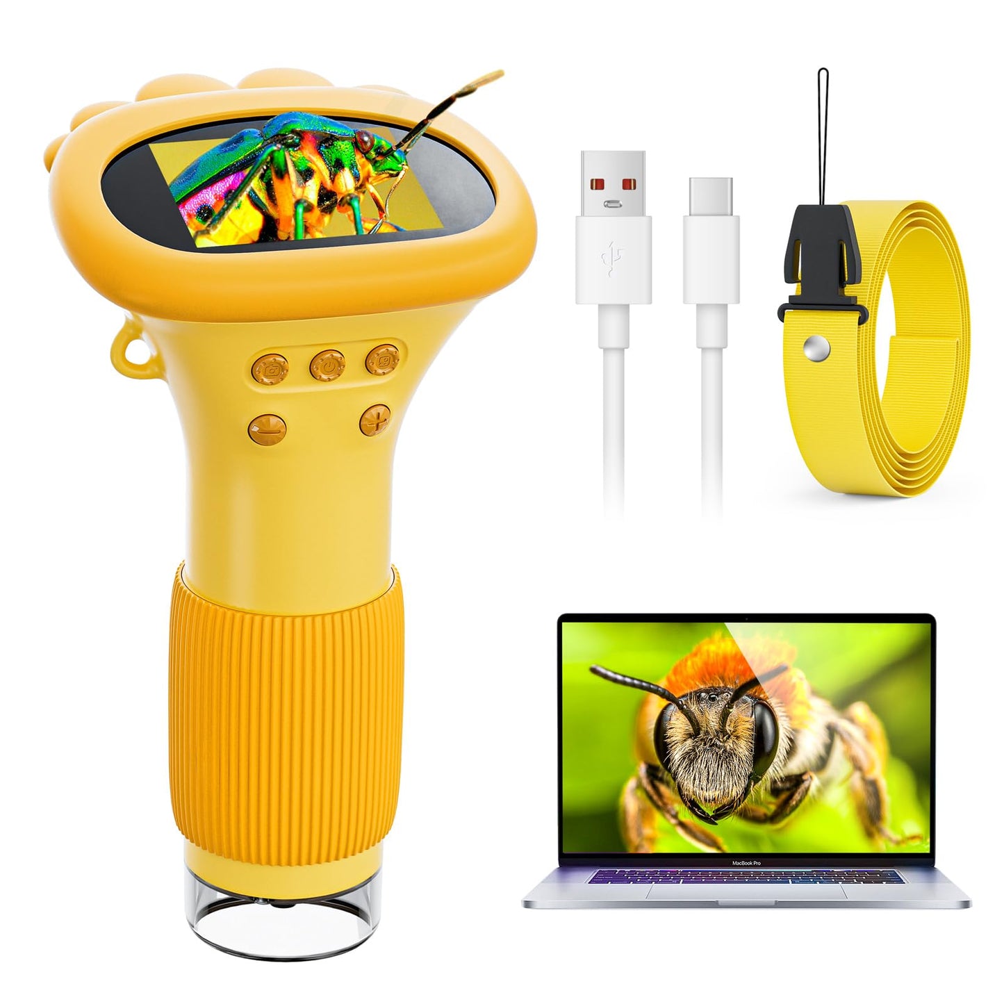 Ahalfcit Kids Microscope with 2-Inch Screen – 1000x Zoom Portable Camera