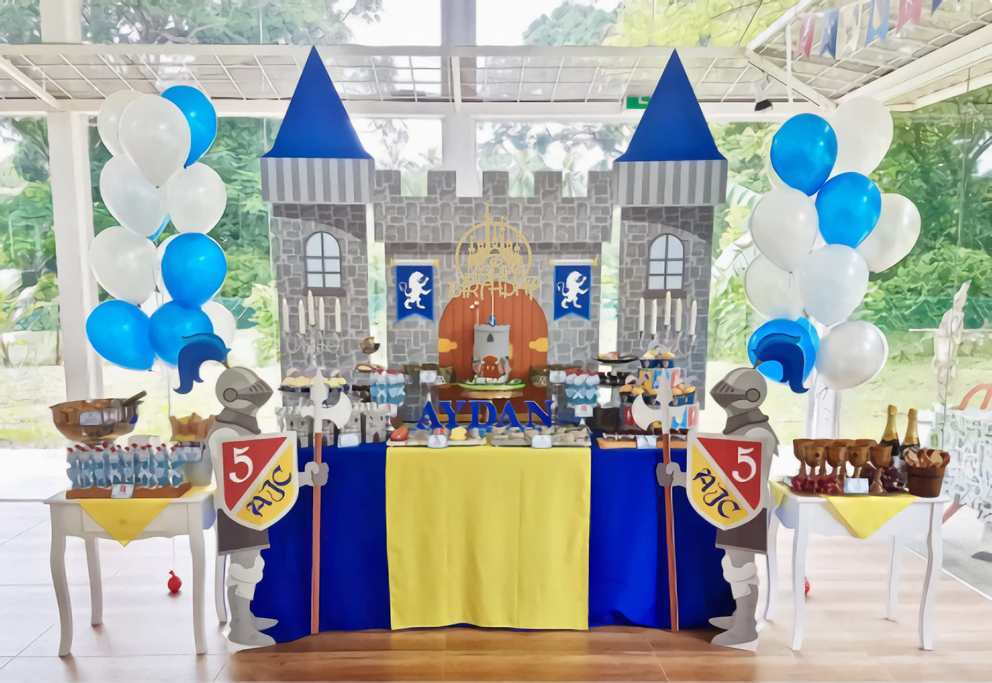 Castle Birthday Cake Topper - Gold Glitter Castle Theme - AHAORAY