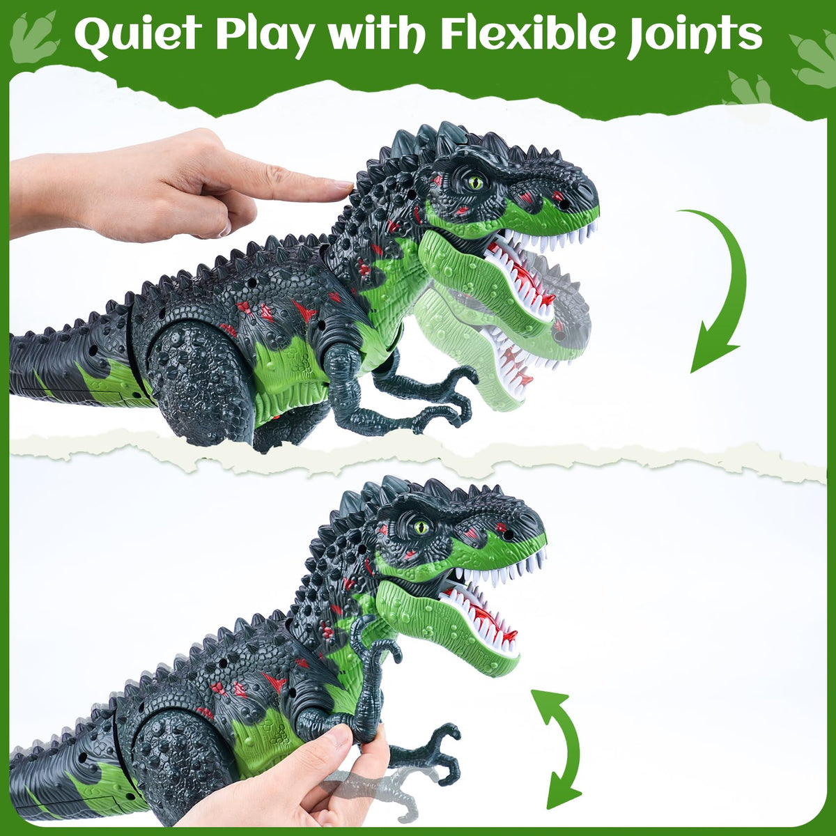 AHCo. Big Walking T-Rex Toy Plus – Realistic Dino with 3D Eyes, Mist, Lights & Roar for Kids 3+