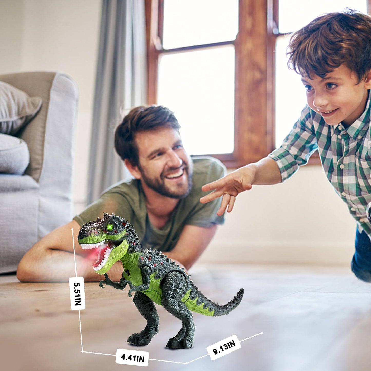 AHCo. Trex Walking T-Rex Dinosaur Toy for Kids 3–7 – Light, Sound & Spray