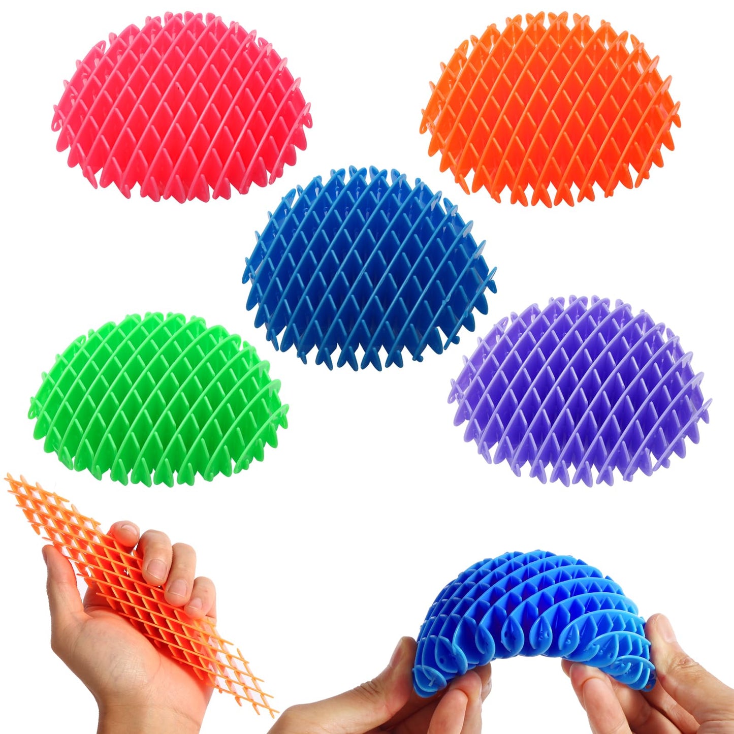 AHHSOY 5 Pack Mini Fidget Worm Toys – Elastic Mesh Fidgets in Five Colors (3D Printed)