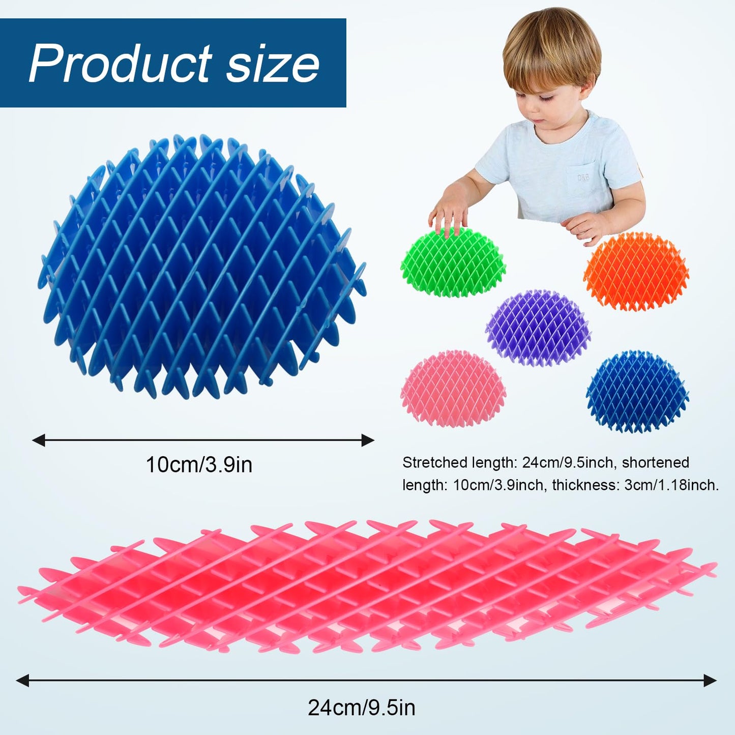 AHHSOY 5 Pack Mini Fidget Worm Toys – Elastic Mesh Fidgets in Five Colors (3D Printed)