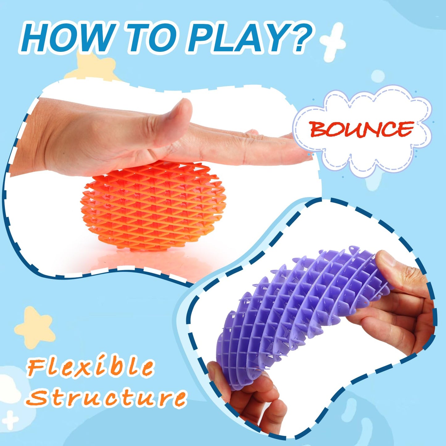 AHHSOY 5 Pack Mini Fidget Worm Toys – Elastic Mesh Fidgets in Five Colors (3D Printed)
