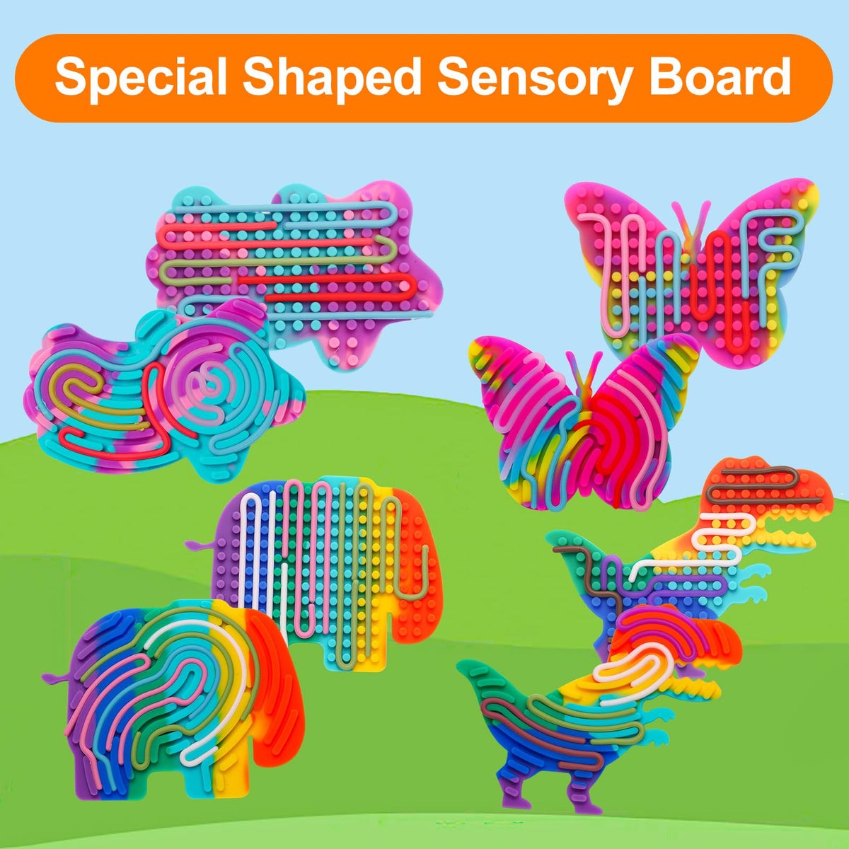 AHHSOY 4 Pack Sensory Activity Board Toys Set - Silicone Fidget Toys for Kids & Adults
