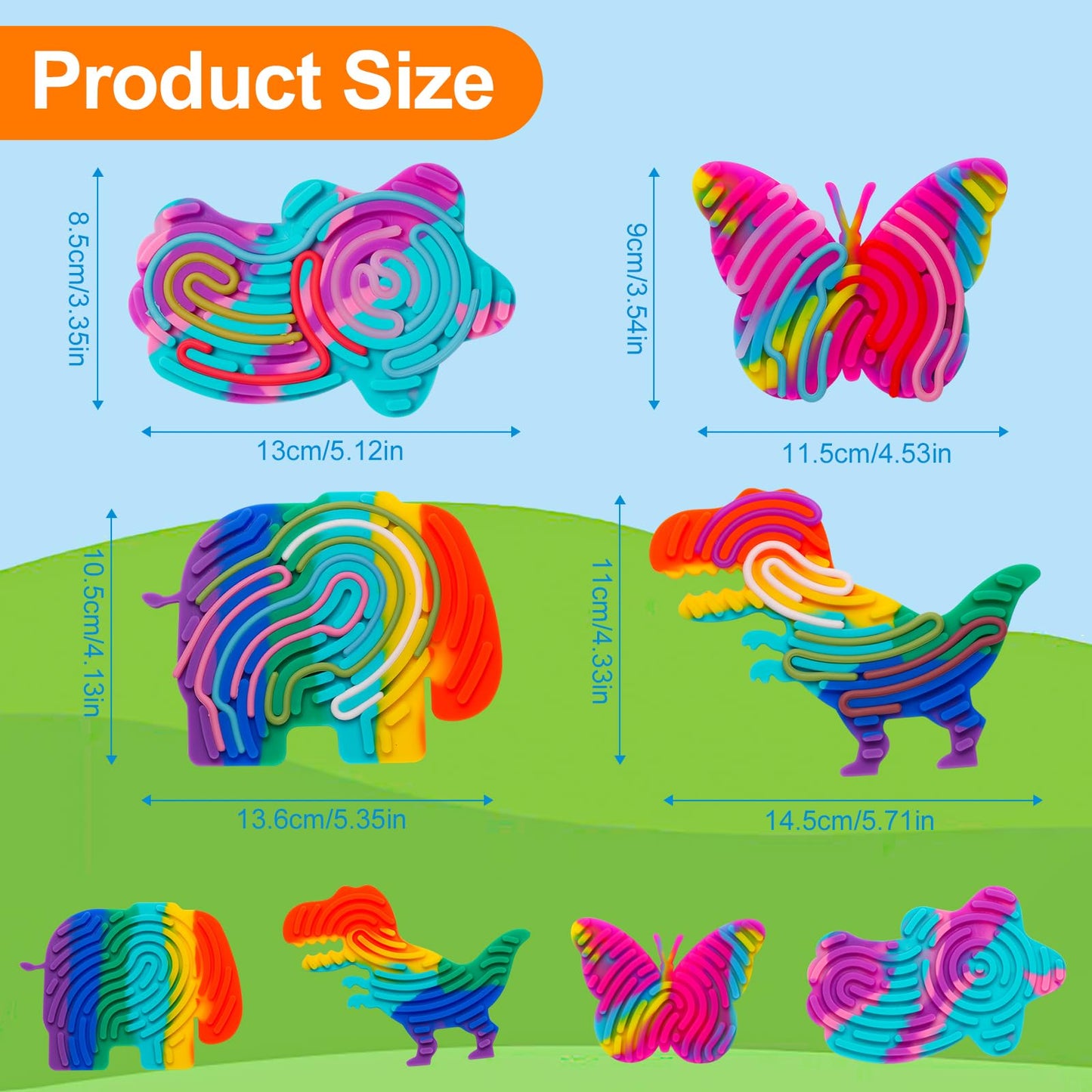 AHHSOY 4 Pack Sensory Activity Board Toys Set - Silicone Fidget Toys for Kids & Adults