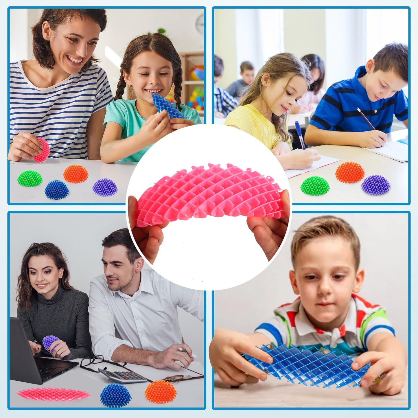 AHHSOY 5 Pack Mini Fidget Worm Toys – Elastic Mesh Fidgets in Five Colors (3D Printed)