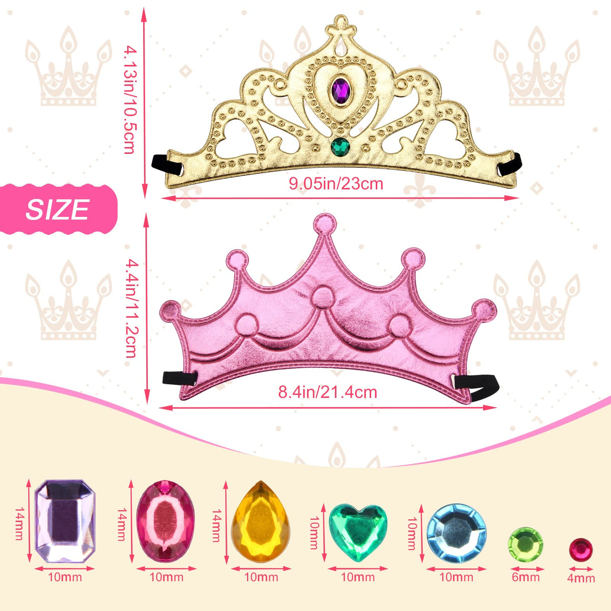 AHIER 16-Piece Foam Crowns Set – DIY Princess Tiaras with Diamond Sticker Accessories