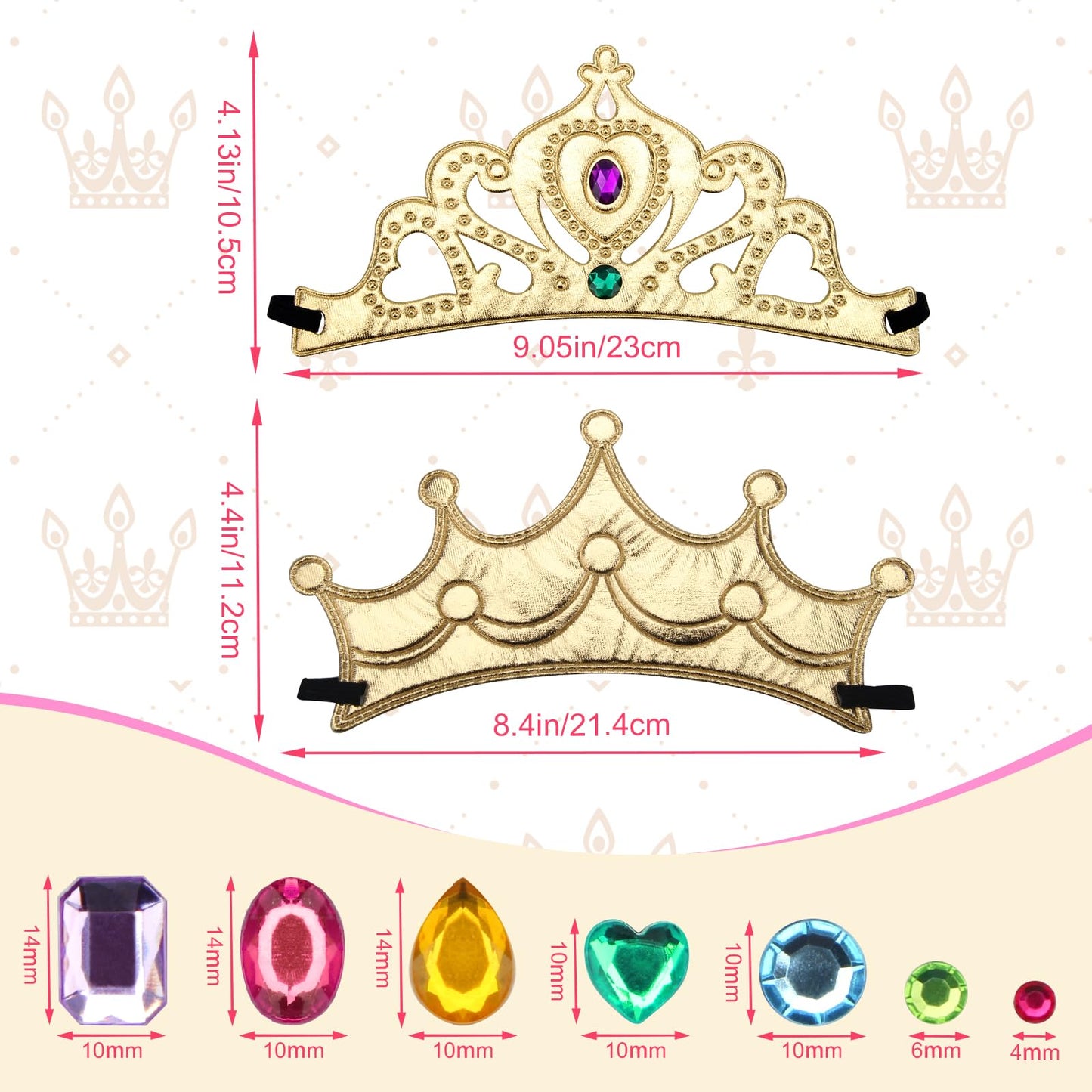 AHIER 16-Piece Foam Crowns Set | DIY Princess Tiaras with Diamond Stickers (Style 2)