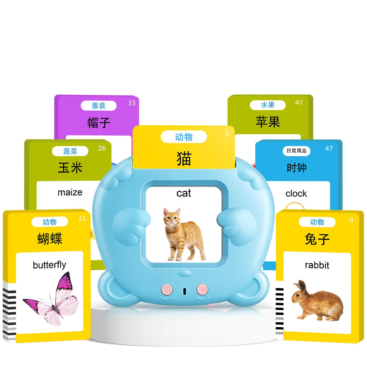 AHJ Chinese & English Talking Flash Cards for Toddlers — Bilingual 224 Sight Words | Montessori Language Toy
