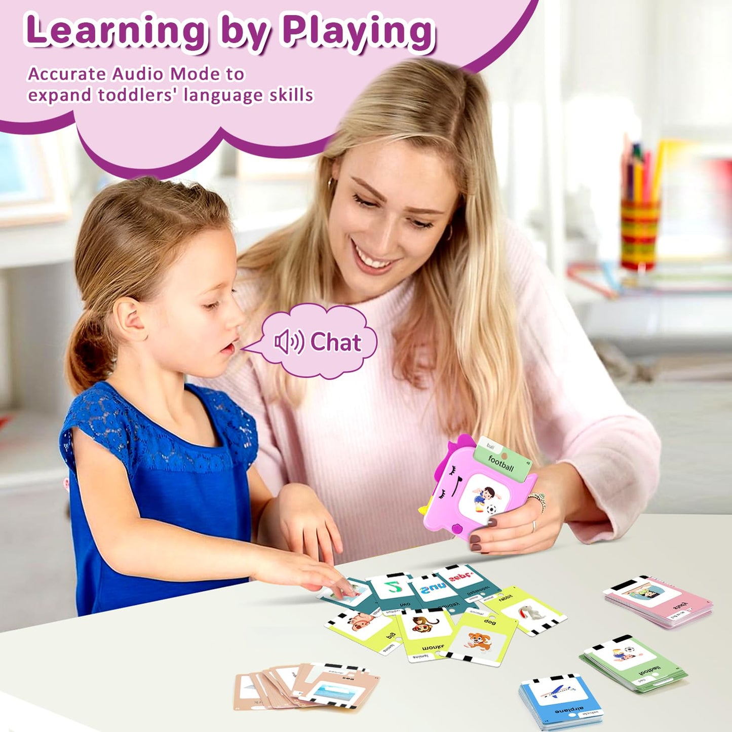 AHJ Talking Flash Cards for Toddlers – 420 Words, Montessori Toy, Screen-Free Learning