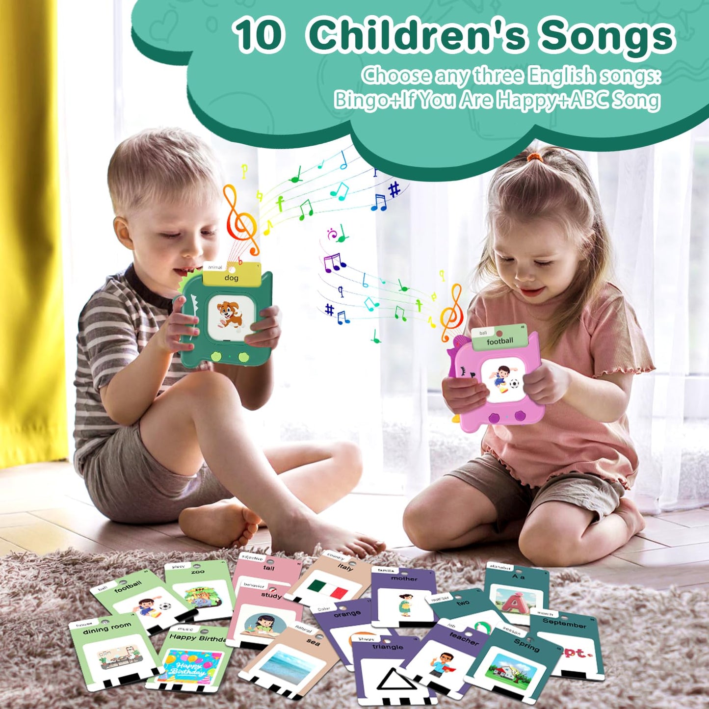 AHJ Talking Flash Cards for Toddlers – 420 Sight Words, Montessori Pocket Speech Toy