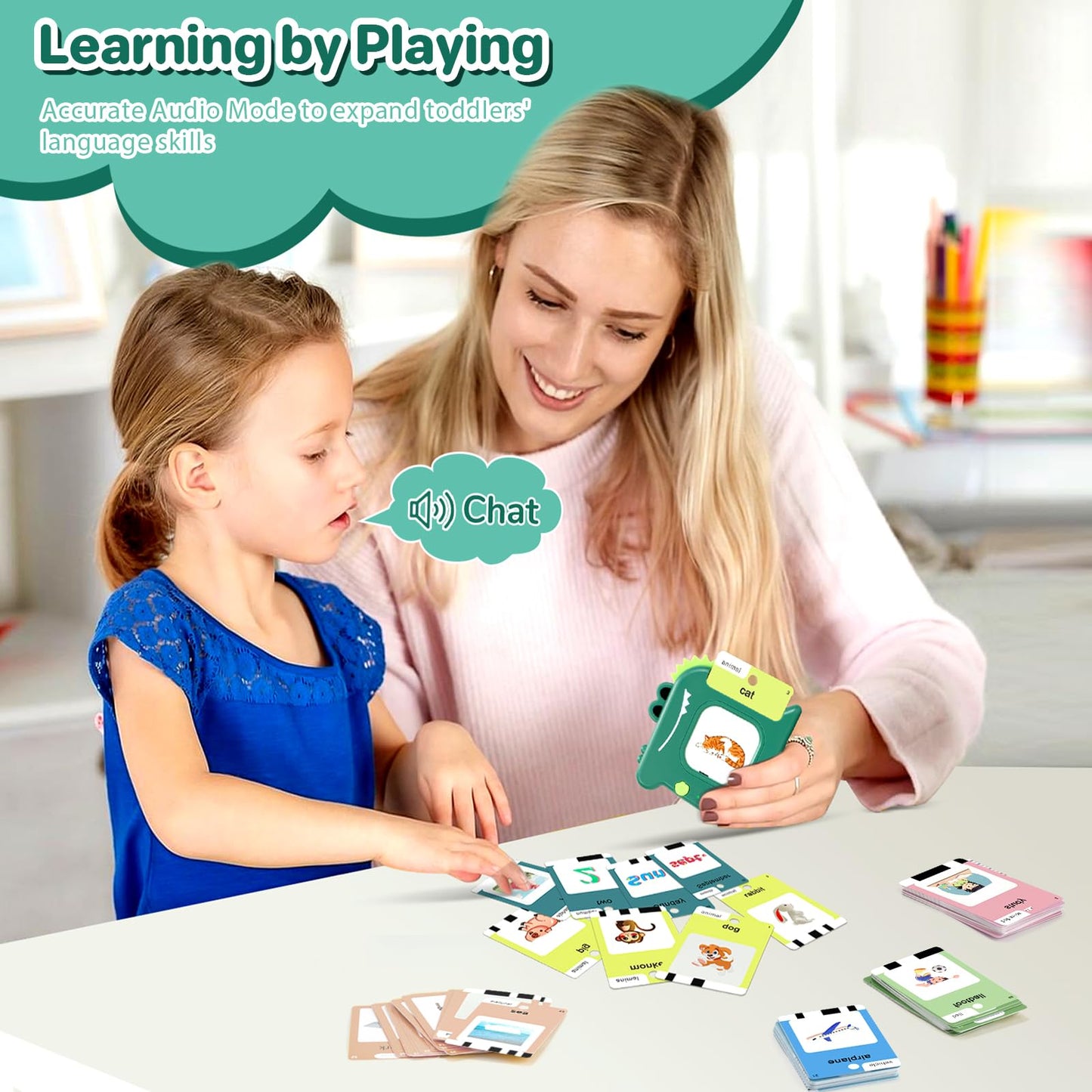 AHJ Talking Flash Cards for Toddlers – 420 Sight Words, Montessori Pocket Speech Toy