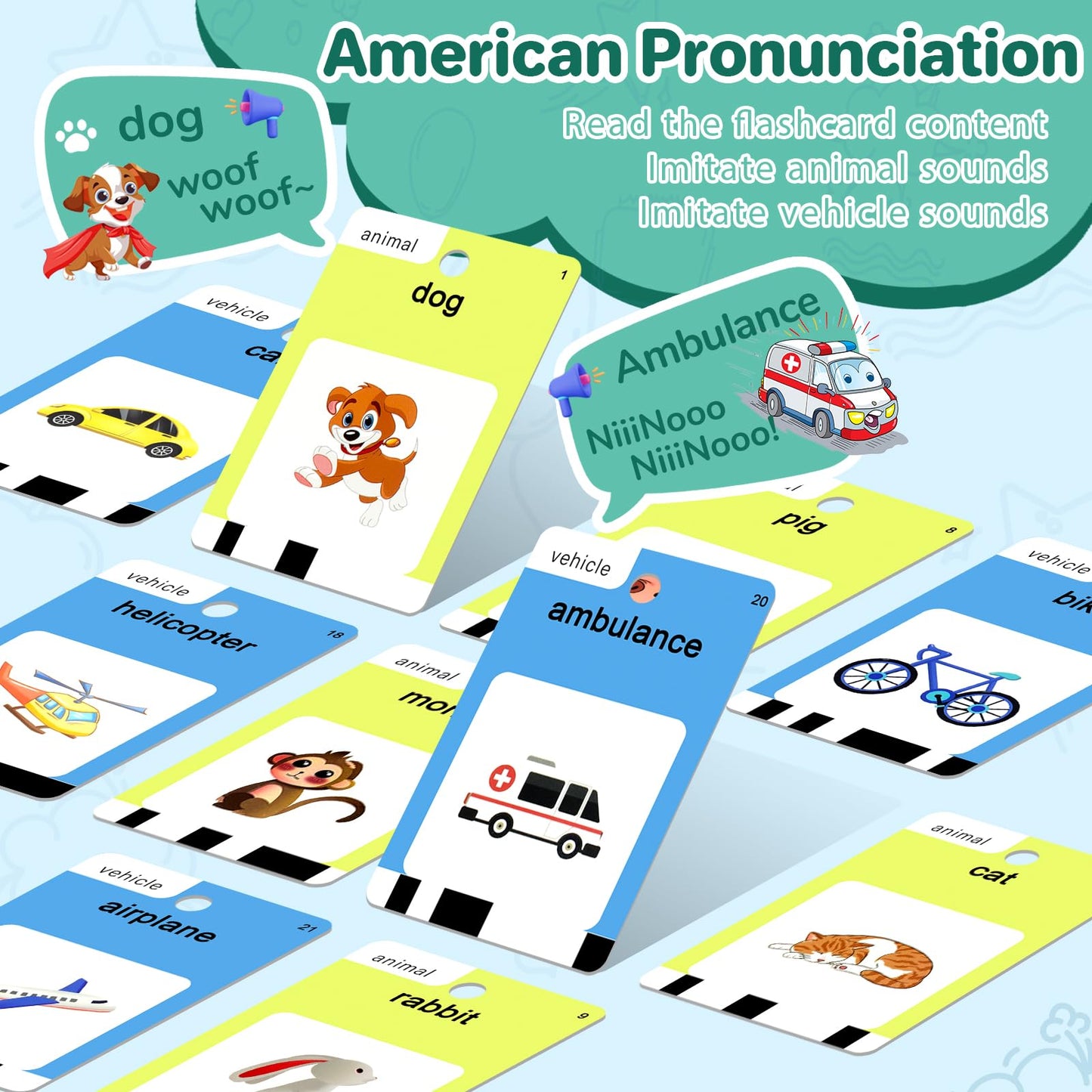 AHJ Talking Flash Cards for Toddlers – 420 Sight Words, Montessori Pocket Speech Toy