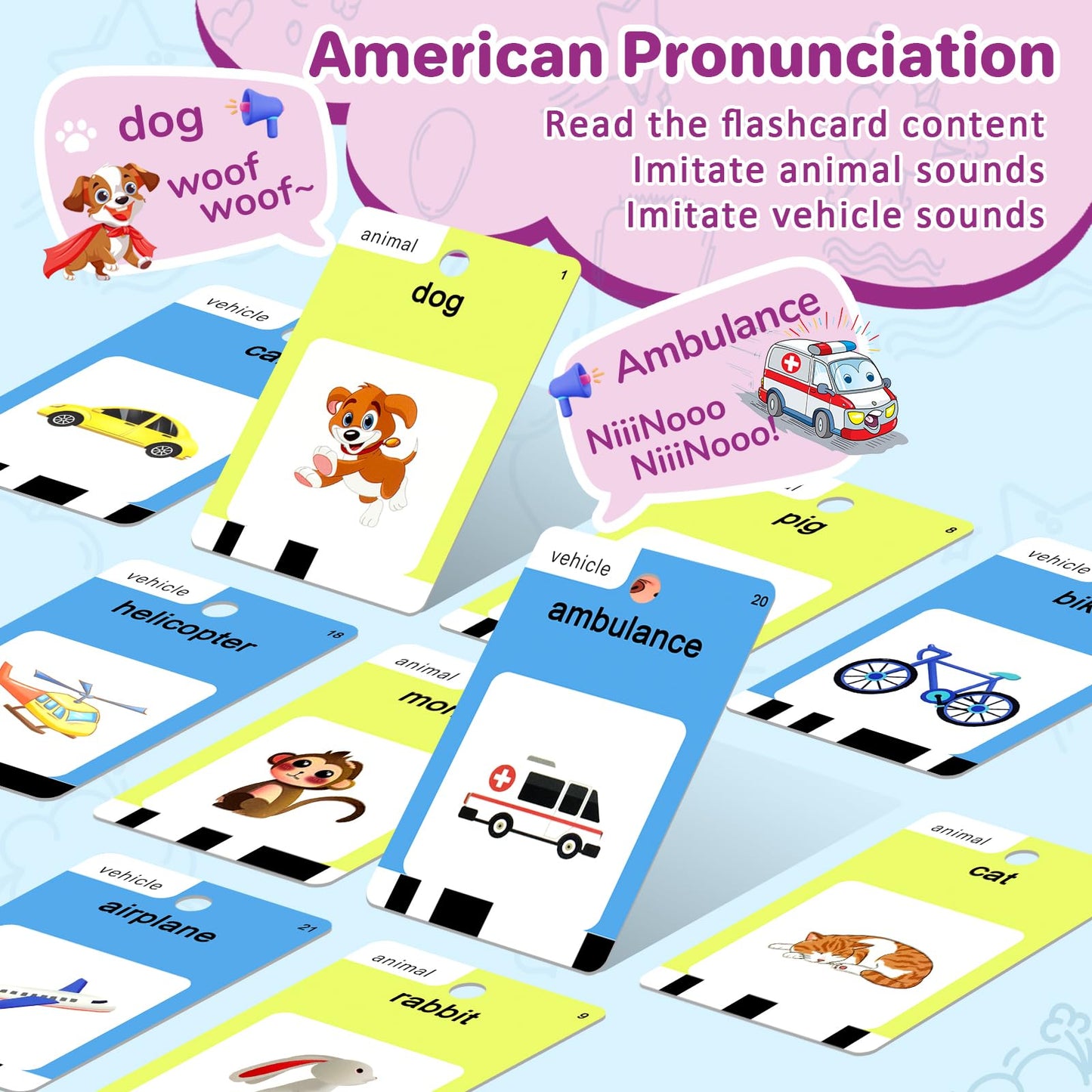 AHJ Talking Flash Cards for Toddlers – 420 Words, Montessori Toy, Screen-Free Learning