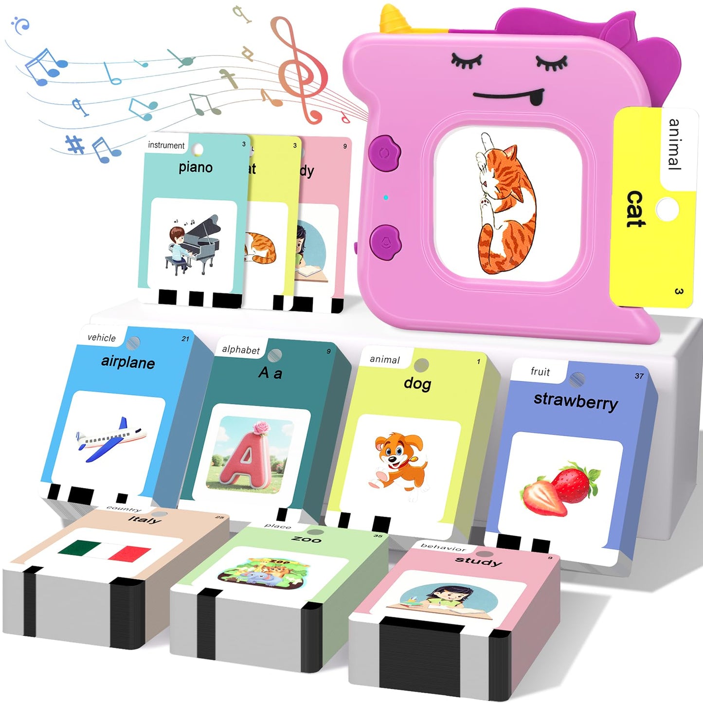 AHJ Talking Flash Cards for Toddlers – 420 Words, Montessori Toy, Screen-Free Learning