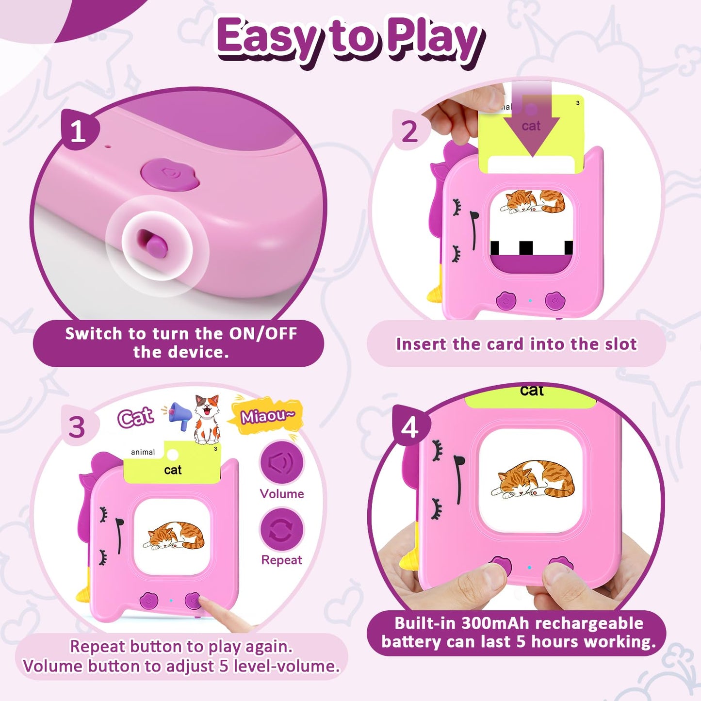 AHJ Talking Flash Cards for Toddlers – 420 Words, Montessori Toy, Screen-Free Learning