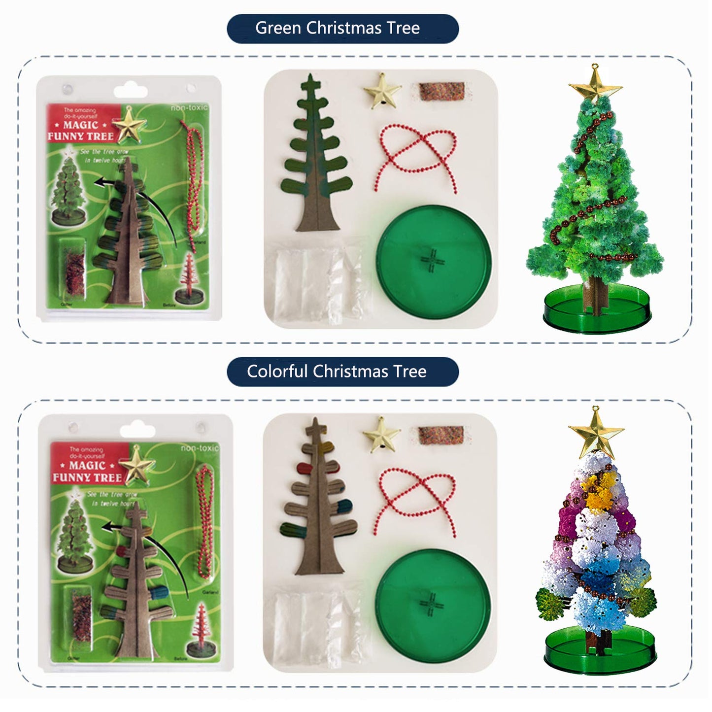 AhkeaDirectly 2PCS Magic Growing Christmas Tree Kit – Crystal DIY Christmas Decorations