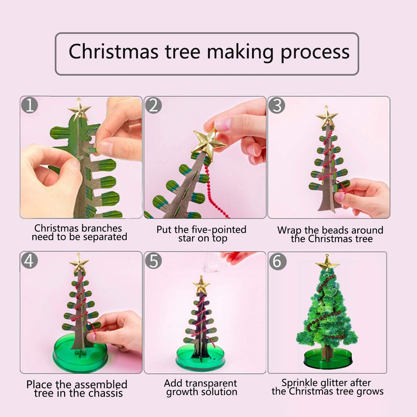AhkeaDirectly 2PCS Magic Growing Christmas Tree Kit – Crystal DIY Christmas Decorations