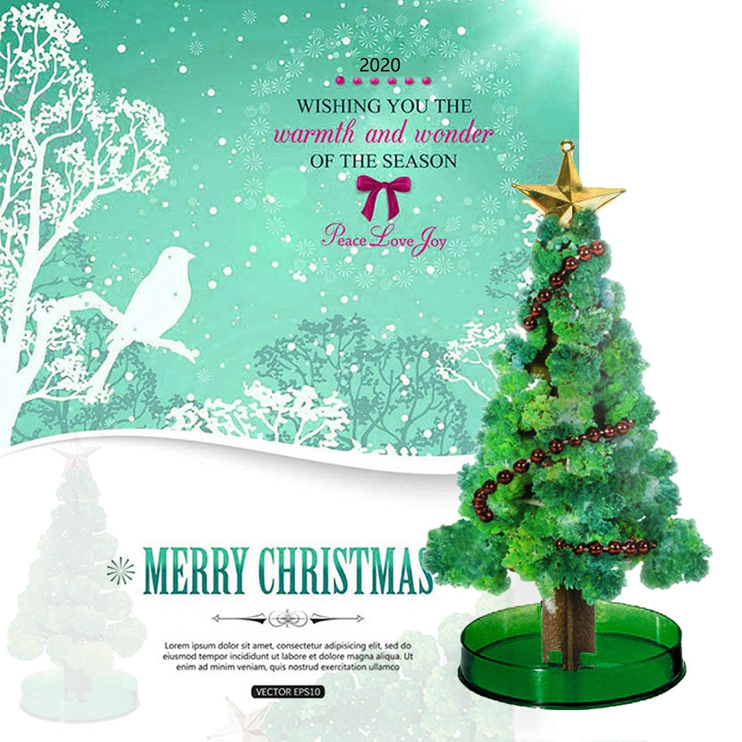 AhkeaDirectly 2PCS Magic Growing Christmas Tree Kit – Crystal DIY Christmas Decorations