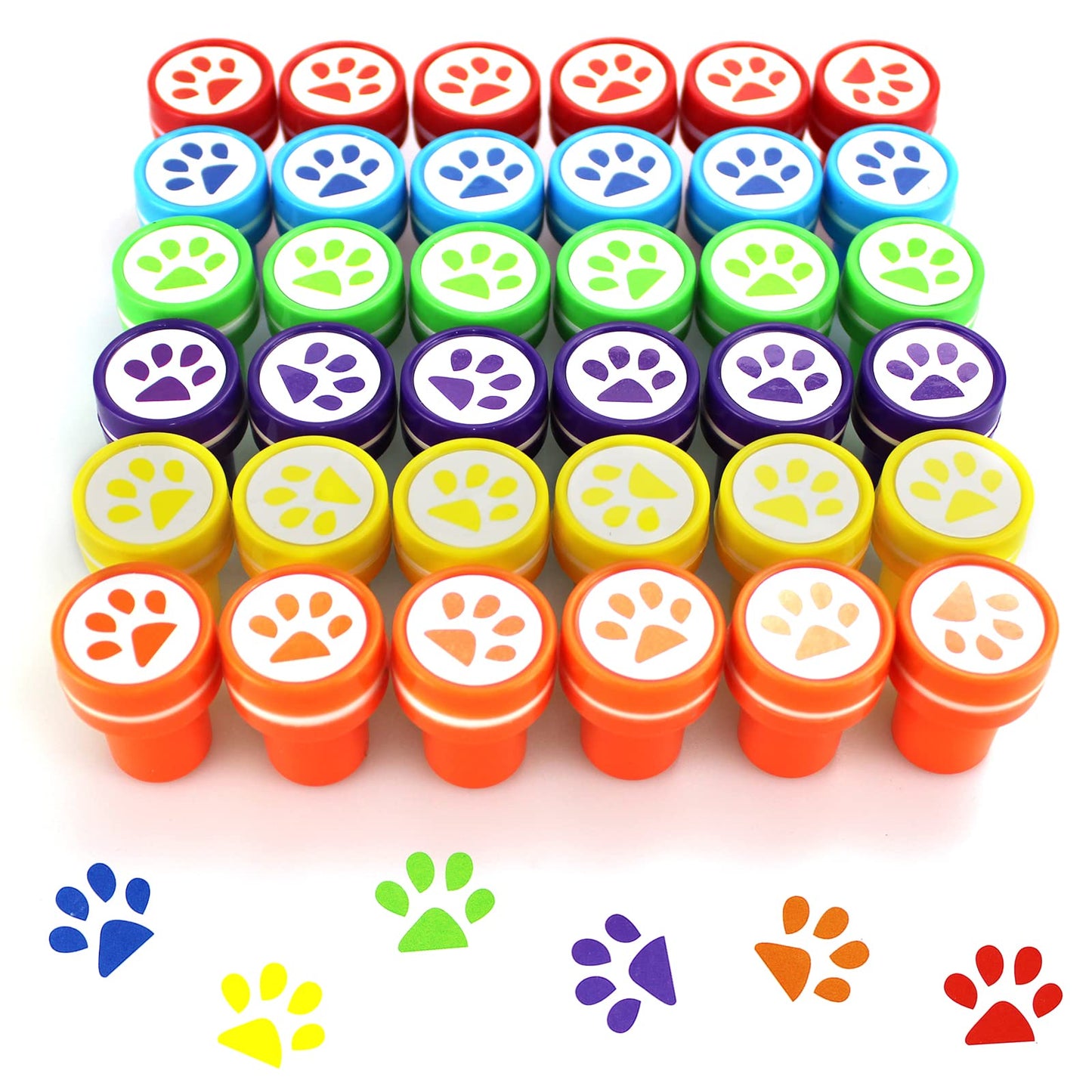 AHKUNMT Dog Paw Stamp Set – 36 Self-Inking Paw Print Stampers for Classroom Activities, Party Favors, and Birthday Decor