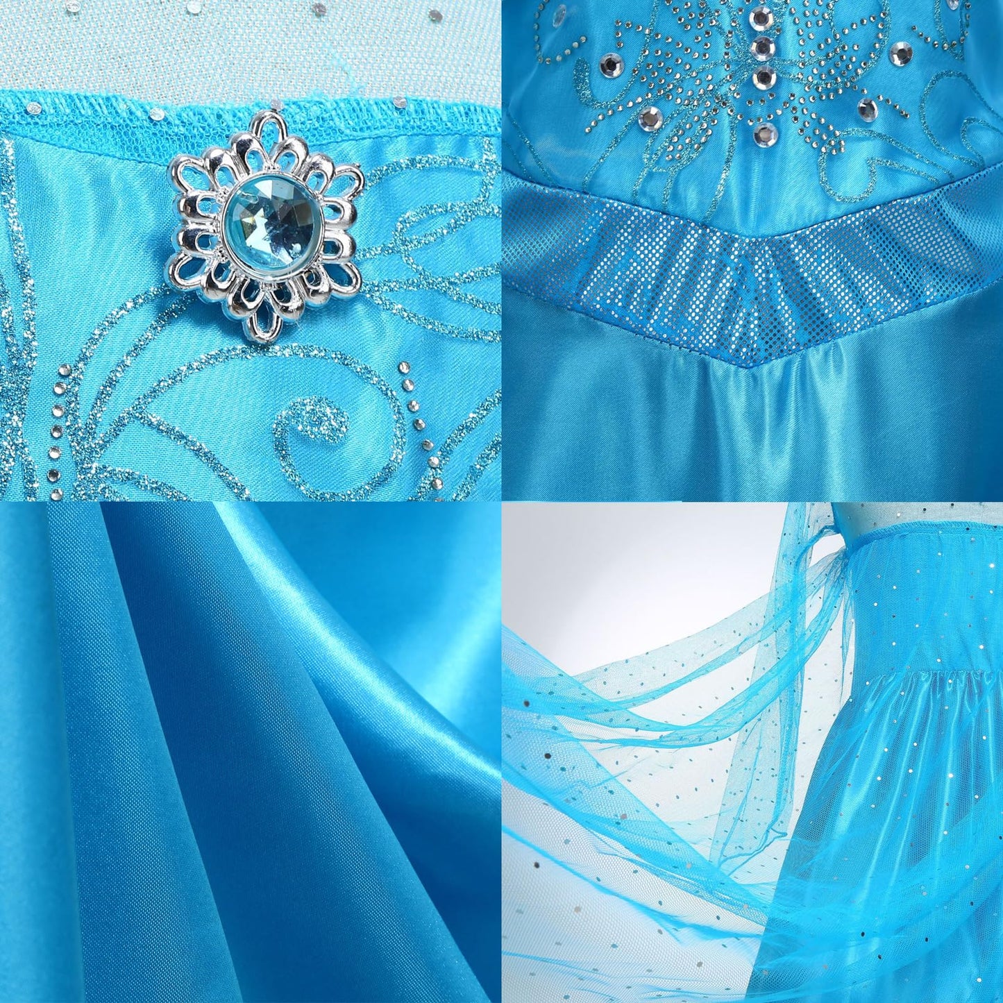 AHLPO Elsa Dress for Girls – Princess Costume with Accessories for Play, Halloween & Parties