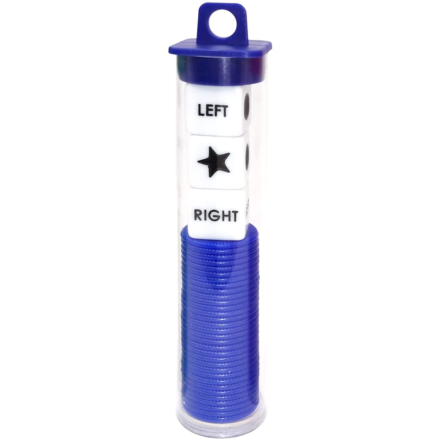 Ahoper Left Right Center Dice Game Bundle – 3 Dice, 36 Chips, Travel Case (Blue)
