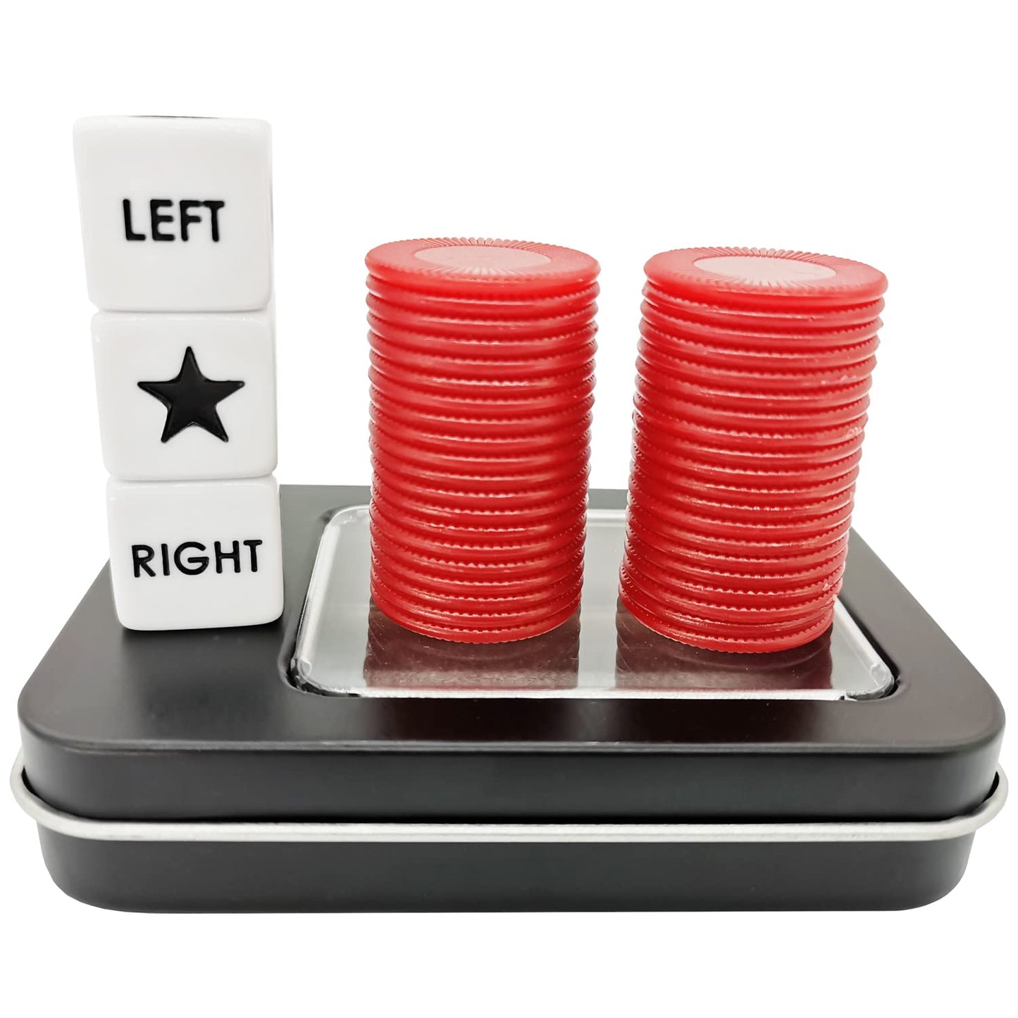 Ahoper Left Right Center Dice Game Prime Set 3 Dice 40 Red Chips