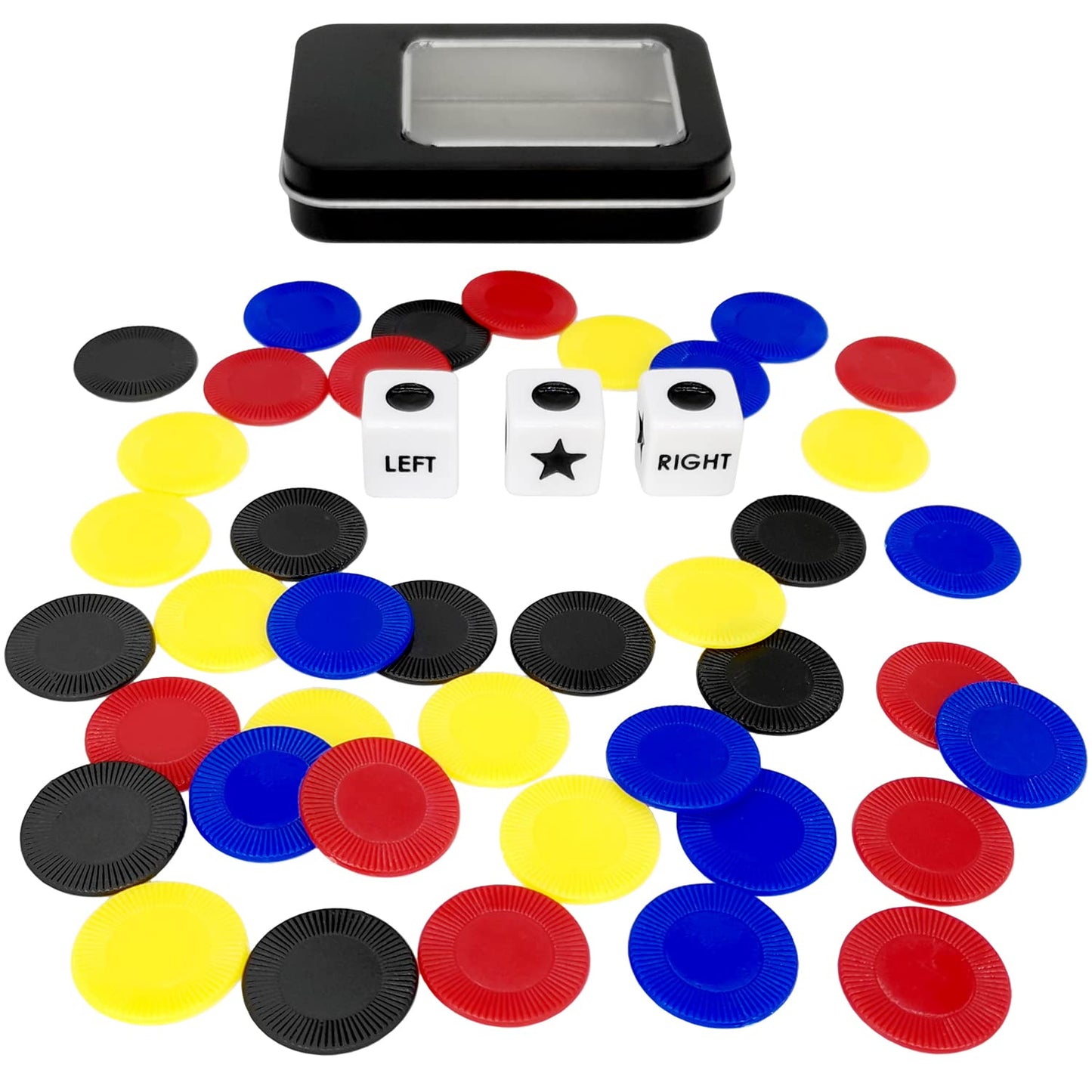 Ahoper Left Right Center Dice Game Prime Set – 3 Dices + 40 Chips