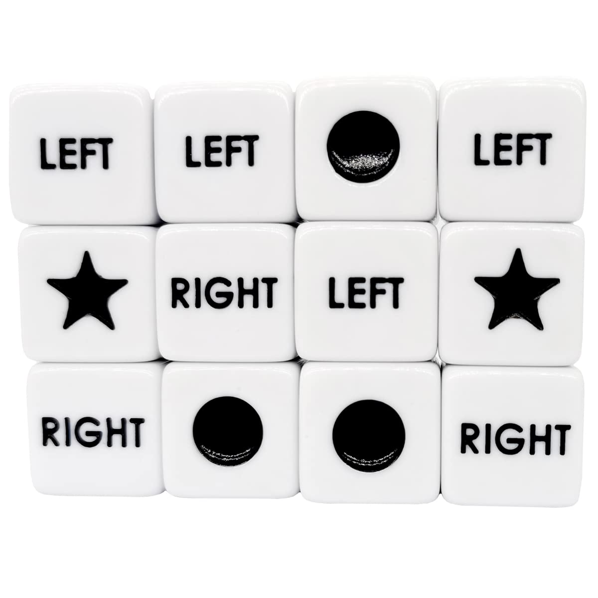 Ahoper Right Left Center Dice – 12 Dice Set, 16mm, Easy to Grip