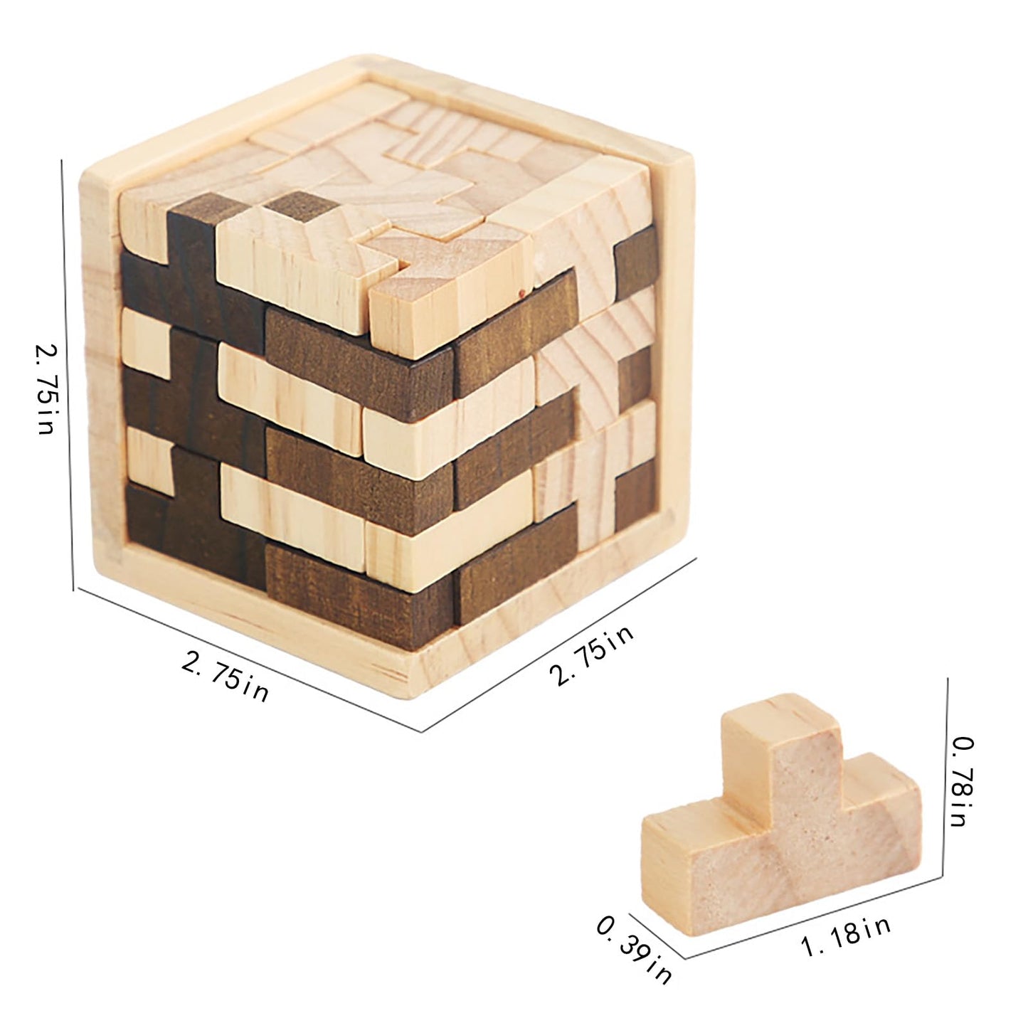 Ahyuan Wooden Brain Teaser Puzzle Cube – T-Shaped Jigsaw for Kids & Adults