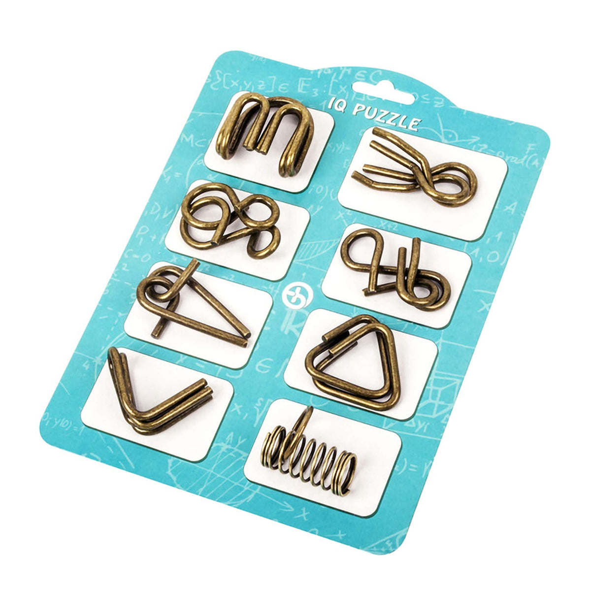 Ahyuan 16-Piece Metal Wire Puzzles with Pouch – Bronze IQ Mind Teasers